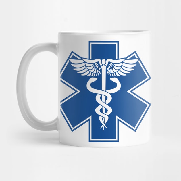 EMT Health Care Caduceus Blue Medical Symbol by hobrath